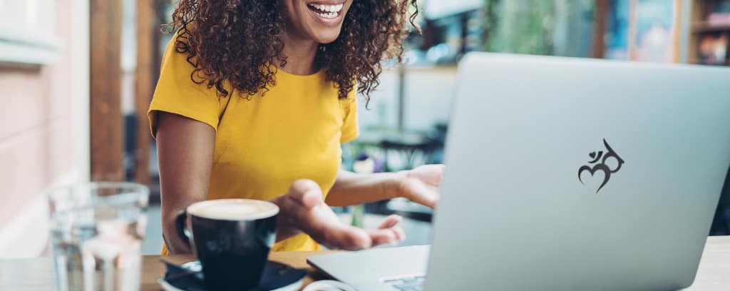 Photo of client speaking to attorney by video conference