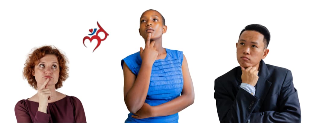 Photo of three people contemplating options