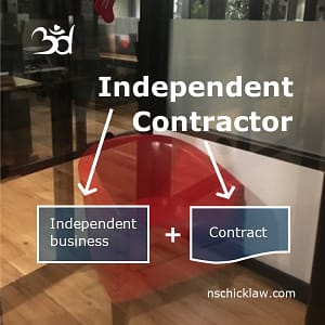 Photo of Nance's WeWork Office with independent contractor equation