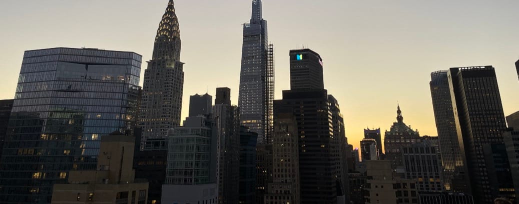 Photo of the post-9/11 NYC Skyline at Dusk