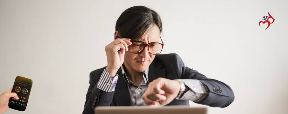 Photo of employee checking watch time with app entry